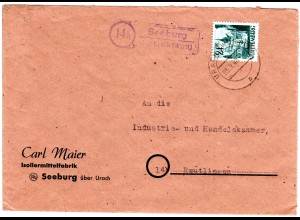 1948, Landpost Stpl. 14b SEEBURG über Urach auf Firmen Brief m. 24 Pf. 