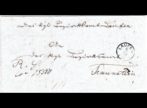 Bayern 1868, Zier-K1 LAUFEN m. 12-strahliger Rosette auf Brief n. Traunstein