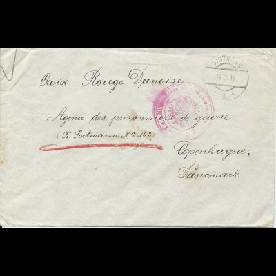 Österreich 1916, KGF POW Zensur Brief v. Sistrans Tirol n. Dänemark. #2915