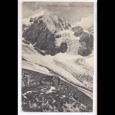 Berge, Italien 1909, Südtirol, Innersulden, Schaubachhütte, gebr. sw-AK. #1438
