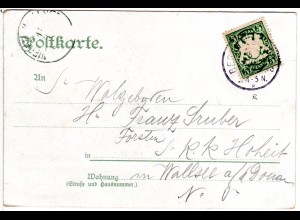 Bayern 1902, Reservestempel BERCHTESGADEN R auf Karte m. 5 Pf. 