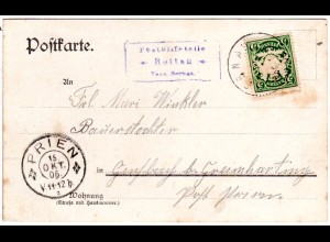 Bayern 1906, R3 Posthilfstelle ROTTAU Taxe Bernau auf Karte m. 5 Pf.