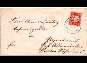 Bayern 1901 Posthilfstelle UNTERTACHING Taxe Waging auf Brief m. 10 Pf