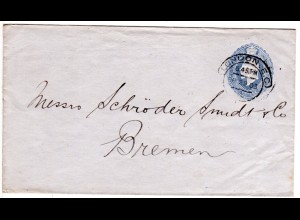 GB 1903, 2 1/2d Privat Ganzsache m. rs. Bank Zudruck v. London n. Bremen
