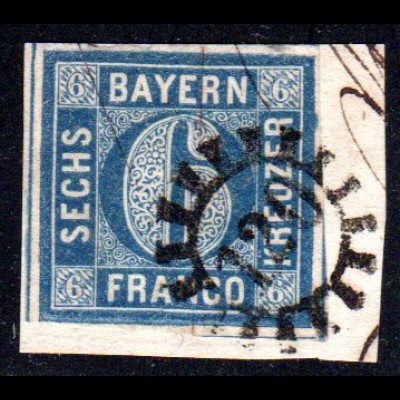 Bayern, MR 120 ERGOLDSBACH auf Briefstück m. breitrandiger 6 Kr.
