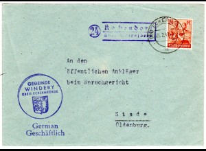 1948, Landpost Stpl. 24 KOCHENDORF über Eckernförde auf Gemeinde Brief m. 24 Pf.