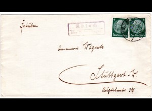 DR 1937, Landpost Stpl. ABLACH über Sigmaringen auf Brief m. 2x6 Pf.