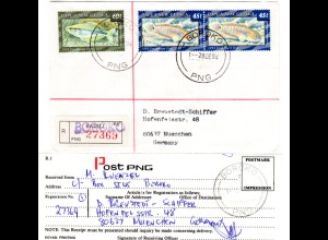 Papua Neu Guinea 1994, 60+2x45 t Fische auf Einschreiben Brief v. Baroko