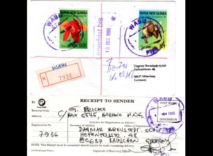 Papua Neu Guinea 1999, 50 t.+1 K. Orchideen auf Einschreiben Brief v. Wasu.