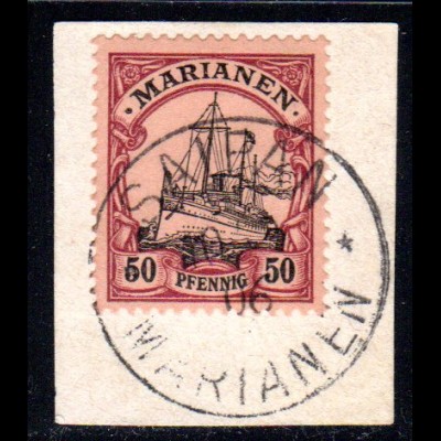Marianen, 50 Pf. auf schönem Briefstück m. Stempel SAIPAN 