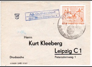 DDR 1957, Landpost Stpl. ALT-GUTHENDORFüber Ribnitz-Damgarten auf Brief m. 5 Pf.