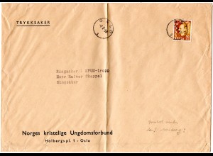 Norwegen 1958, EF 50 öre auf Drucksache Brief (100-200 Gramm) v. Oslo.