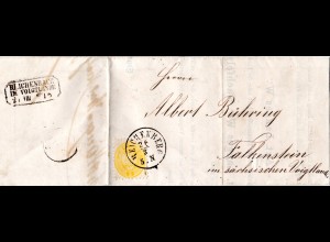 Österreich 1867, 2 Kr auf kpl. Drucksache v. REICHENBERG n. Falkenstein, Sachsen