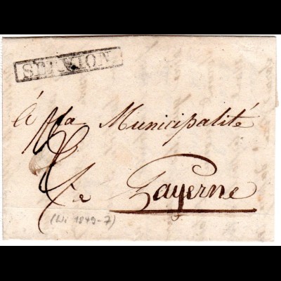 Schweiz 1837, R1 SERVION auf kl. Brief n. Payerne.