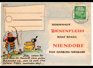 BRD 1957, Landpost Stpl. WEILER ZUM STEIN über Backnang auf Bienenfleiss Karte 