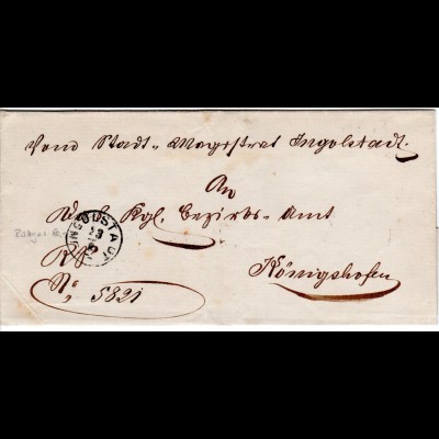 Bayern 1869, Zier-K1 INGOLSTADT auf Magistrats Brief n. München