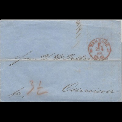 NDP 1869, Franco Stpl. "HAMBURG F.N1." auf Brief n. Norwegen. #1558