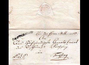 Bayern 1821, L1 MITTENWALD.R.4. auf Brief n. Freising.