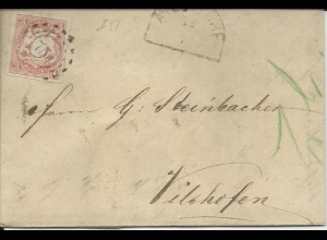 Bayern 1867, oMR 751 Arnstorf auf Brief m. breitrand. 3 Kr. n. Vilshofen. #1460