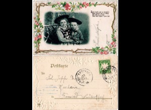 Bayern 1904, R3 Posthilfstelle BOURIED Taxe Leutersbach auf Präge-AK. 