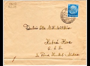 DR 1939, EF 20 Pf. auf Sonderporto-Brief v. Neueibau i.d. Tschechoslowakei