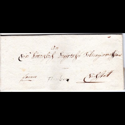 Bayern 1807, Schreibschrift-L1 NEUBURG auf Franko Brief n. Eichstätt