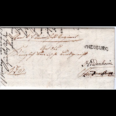 Bayern 1822, L1 V. NEUBURG auf Brief n. Württemberg
