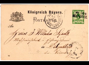 Bayern 1891, L2-Aushilfstempel BEILNGRIES klar auf 5 Pf. Ganzsache 
