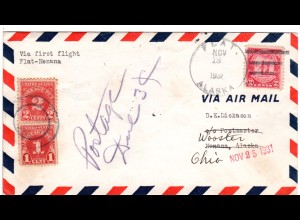USA 1931, 2 C. auf Alaska Erstflug Brief v. FLAT-NENANA m. 1+2 C. Portomarken