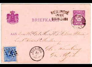NL 1882, 5 C. Zusatzfr. auf 2 1/2 C. Ganzsache v. Bergen Op Zoom n. NL-Indien