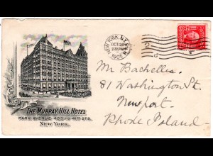 USA 1905, 2 C. auf illustriertem Hotel Brief v. New York