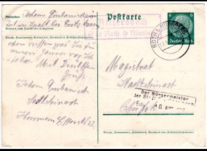 DR 1937, Landpoststempel RITTERSBACH über Roth (b. Nürnberg) auf 6 Pf. Ganzsache