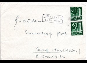 DR 1939, Landpoststempel BORSTEL über Bad Oldeslohe auf Brief m. 2x6 Pf. Danzig