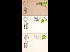 BRD 1953, 3 Karten m. versch. Werbestempeln zur Verkehrserziehung