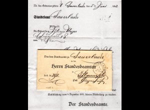 Bayern 1882, K1 SAUERLACH auf Standesamt Vordruck Brief n. Pflaumfeld 