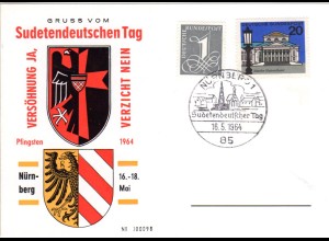 Nürnberg, Ereigniskarte m. Sonderstempel Sudetendeutscher Tag 1964