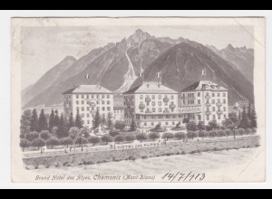 Frankreich, Chamonix 1913, Grand Hotel des Alpes, gebr. sw AK. #1569