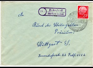 BRD 1959, Landpoststempel ROHRDORF über Horb auf Brief m. 20 Pf.