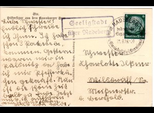 DR 1938, Landpost Stpl. SEELIGSTADT über Radeberg auf Karte m. 6 Pf. 