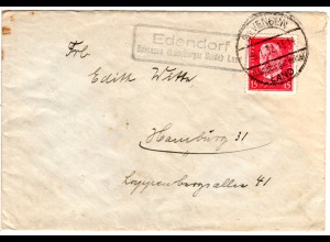 DR 1932, Landpost Stpl. EDENDORF Bevensen Land auf Brief m. 15 Pf.
