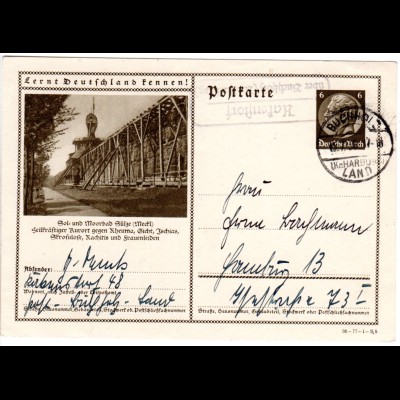 DR 1936, Landpost Stpl. KAKENSTORF über Buchholz auf 6 Pf. Bildganzsache Sülze.