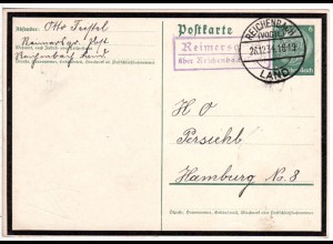DR 1934, Landpost Stpl. REIMERSGRÜN über Reichenbach auf 6 Pf. Trauer-Ganzsache.