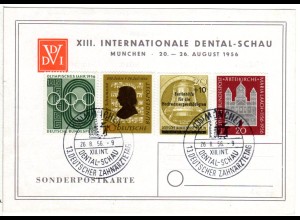 1956, Sonderkarte XIII. Int. DENTAL-SCHAU München m. entpr. Sonderstempel