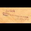 DR 1923, EF 5 Mk. auf Firmen Retour-Brief v. Leipzig m. Merseburg Zurück-Stpl.