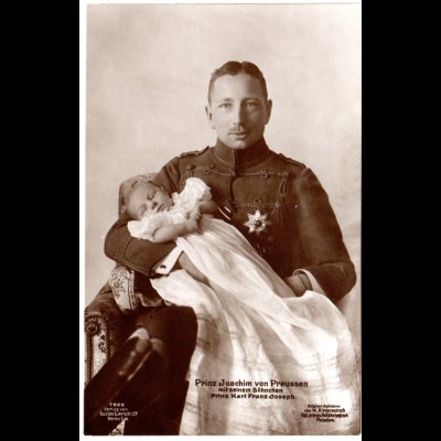 Prinz Joachim von Preussen m. Sohn, 1917 gebr. sw-AK