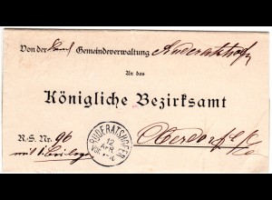 Bayern 1883, K1 RUDERATSHOFEN klar auf Gemeindebrief n. Oberdorf.
