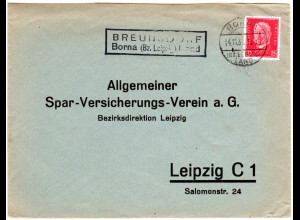 DR 1931, Landpost Stpl. BREUNSDORF Borna (Bz. Leipzig) Land auf Brief m. 15 Pf.