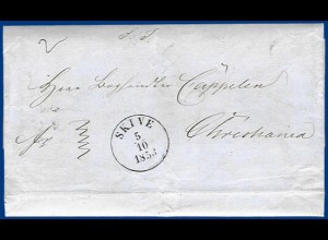 Dänemark 1853, Franco Brief v. Skive via Helsingör n. Norwegen. #S360