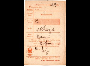 Preussen 1861, Postschein v. Berlin f. einen Reko-Brief n. Rotterdam, NL.