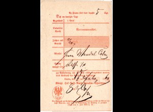 Preussen 1860, Postschein v. Berlin f. einen Reko-Brief n. Lissa.